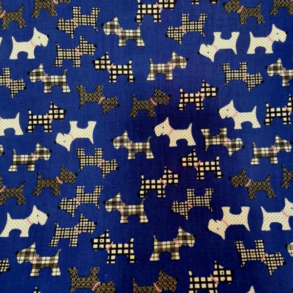 Scottie Dog Polycotton ROYAL BLUE